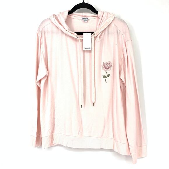 Splendid Women's Size Large Gathered Back Hoodie Top In Ballerina Pink - Picture 1 of 7